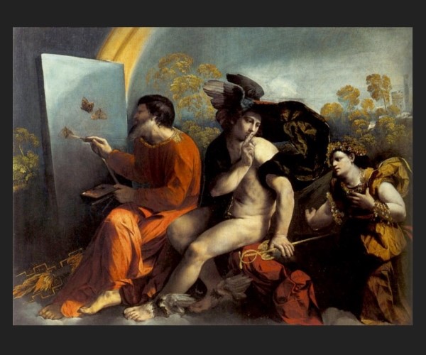 Jupiter Painting Butterflies, Mercury and Virtue, circa 1522-24, Dosso Dossi